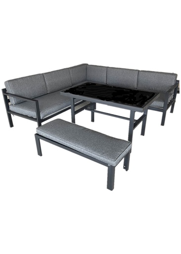  Campania Steel 5pcs outdoor Sofa Set-Black/grey with free cover