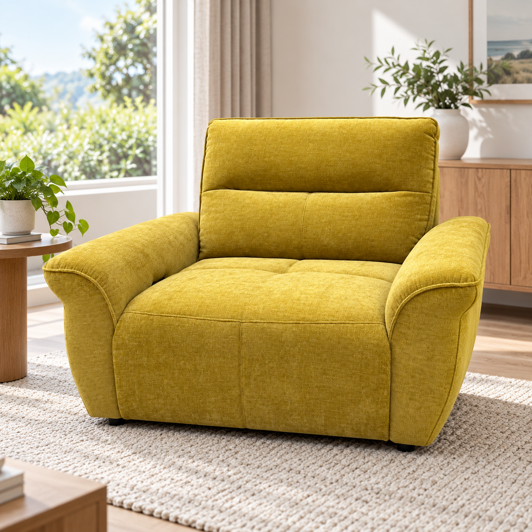 Mustard recliner in living room