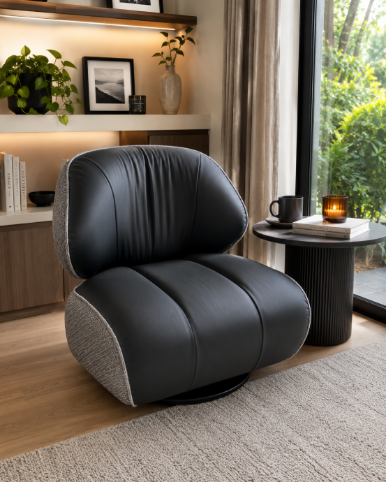 Taptizontan armchair,Lounge Chair, grey+black