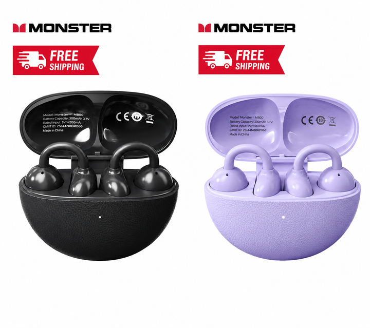 Monster M800 Open-Ear Wireless Earbuds,Black/Purple