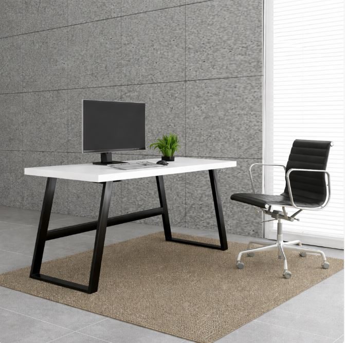 Fresno 140cm Office Desk – White Top with Black Steel Frame