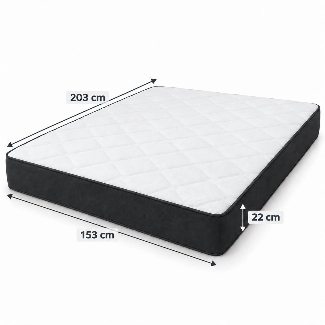 Queen Size Spring Mattress – 153 × 203 × 22 cm,white
