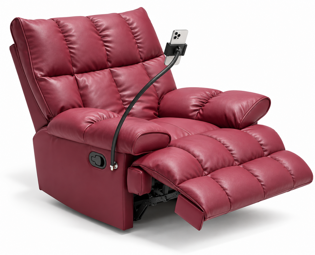 Burgundy Rocking Recliner Chair with Phone Holder