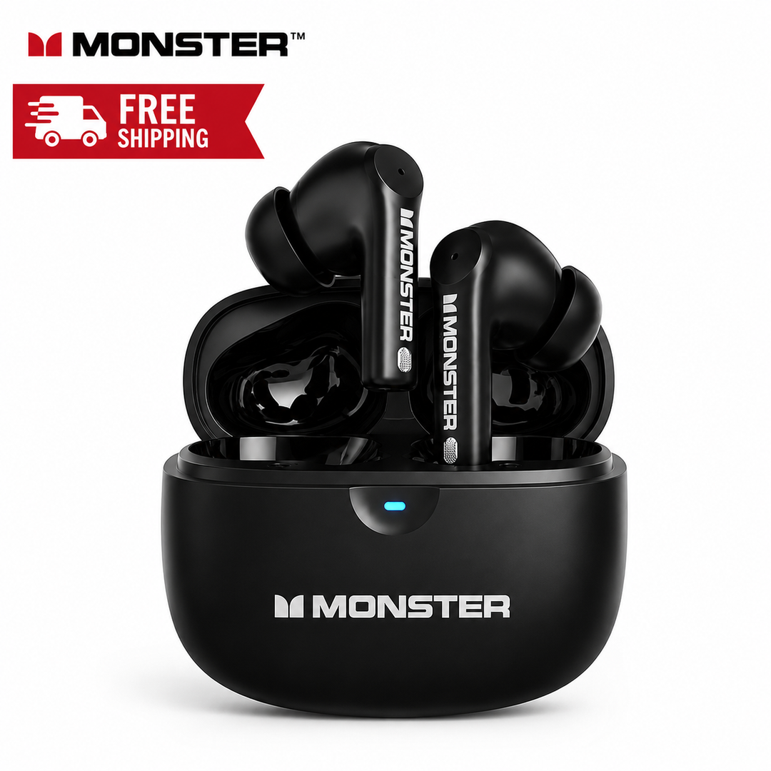 Monster GT16 True Wireless Bluetooth Earbuds with Charging Case – Black