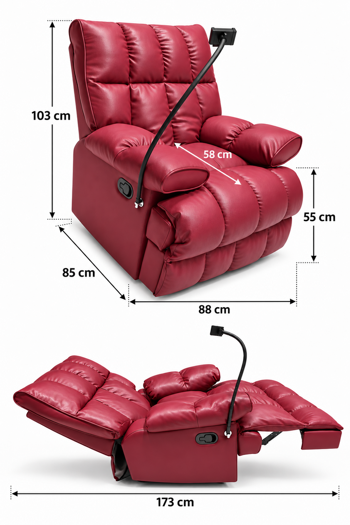 Burgundy Rocking Recliner Chair with Phone Holder
