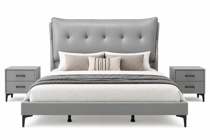 Mahayambi Dark Grey Bed Combo – Bed + 2 Bedside Tables