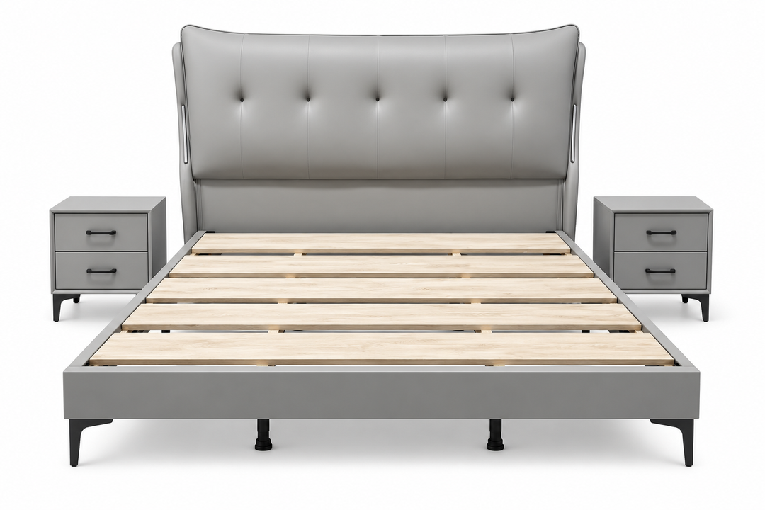 Mahayambi Dark Grey Bed Combo – Bed + 2 Bedside Tables