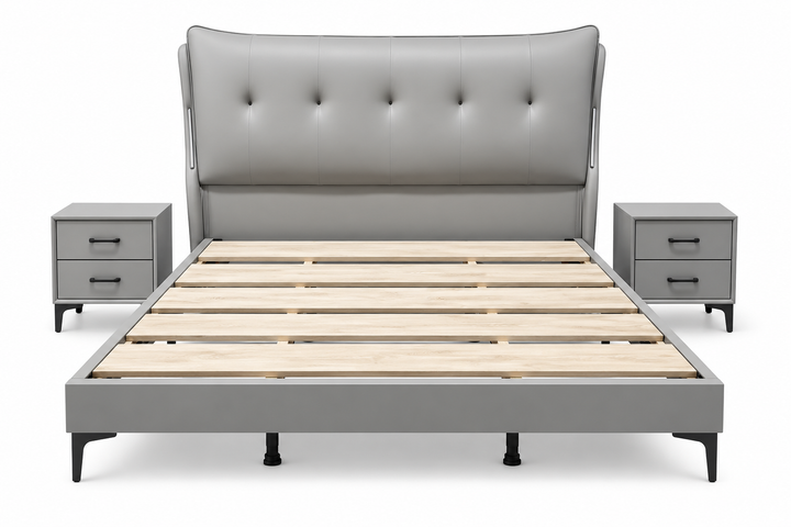 Mahayambi Dark Grey Bed Combo – Bed + 2 Bedside Tables
