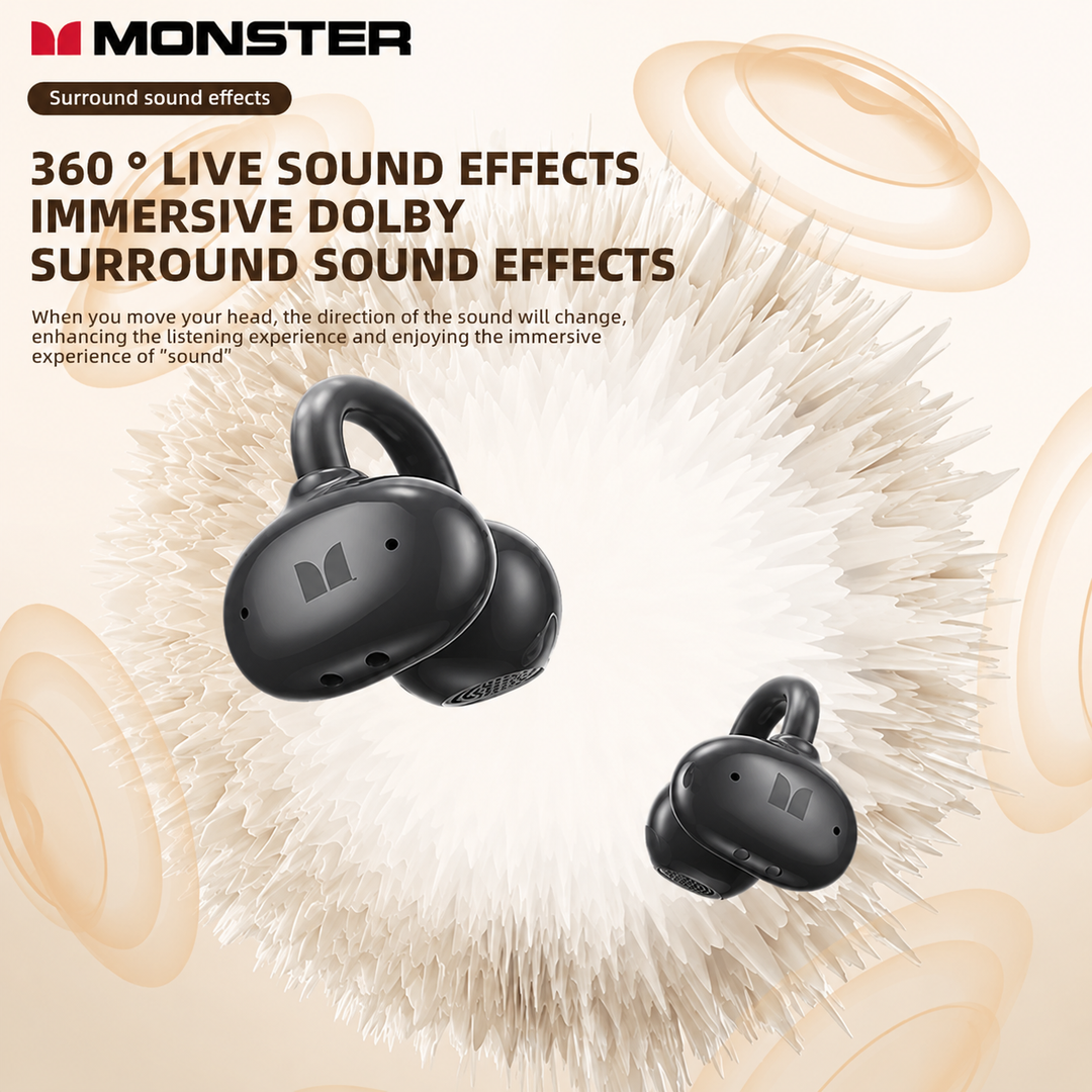Monster M800 Open-Ear Wireless Earbuds,Black/Purple