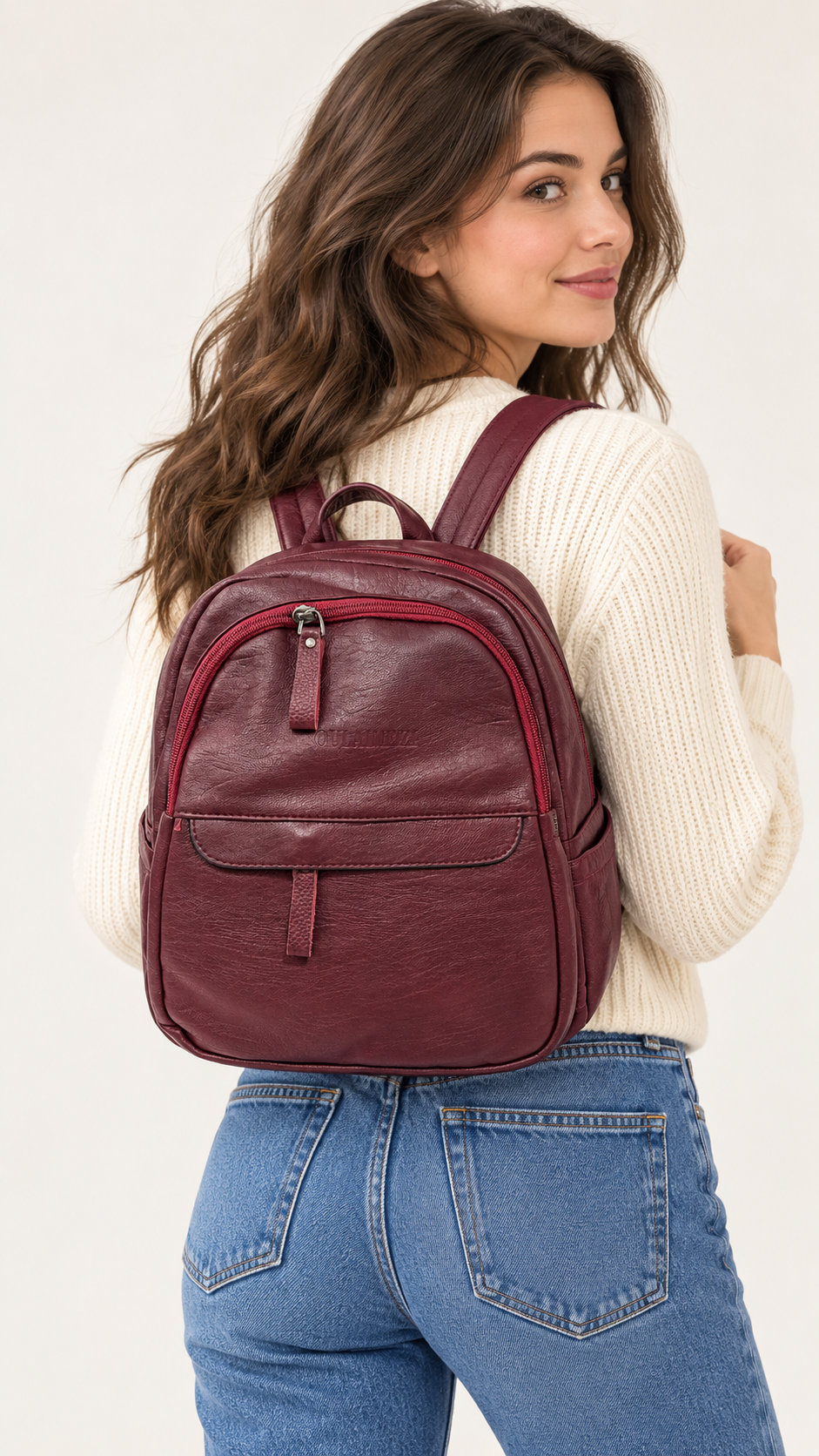 Model illustration showing SKU8783 worn as backpack