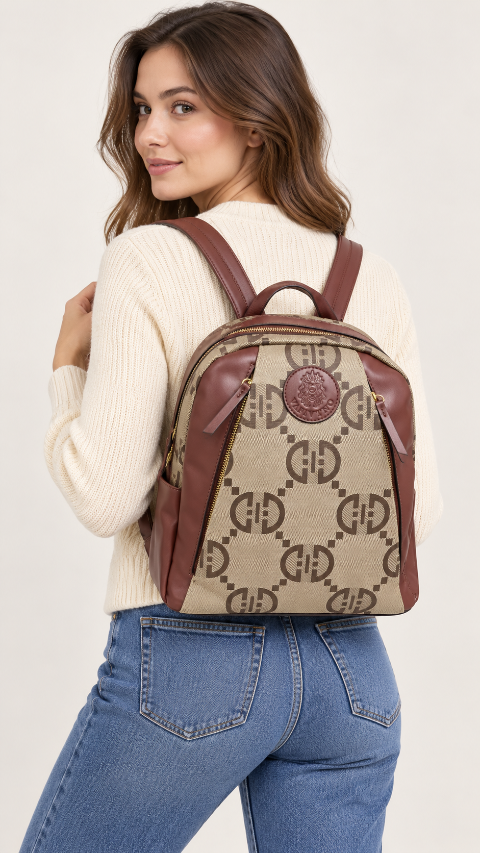 Model illustration showing SKU 8786 backpack carrying