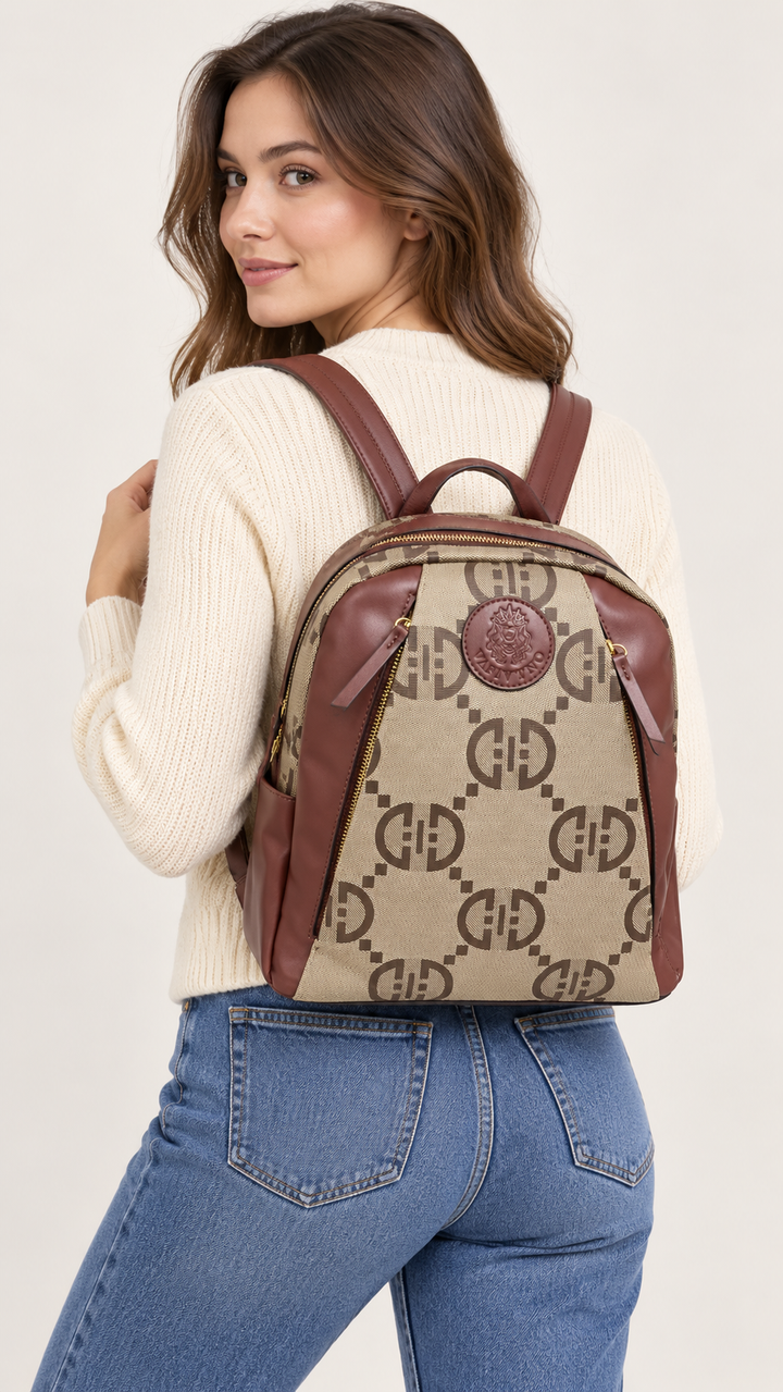 Model illustration showing SKU 8786 backpack carrying