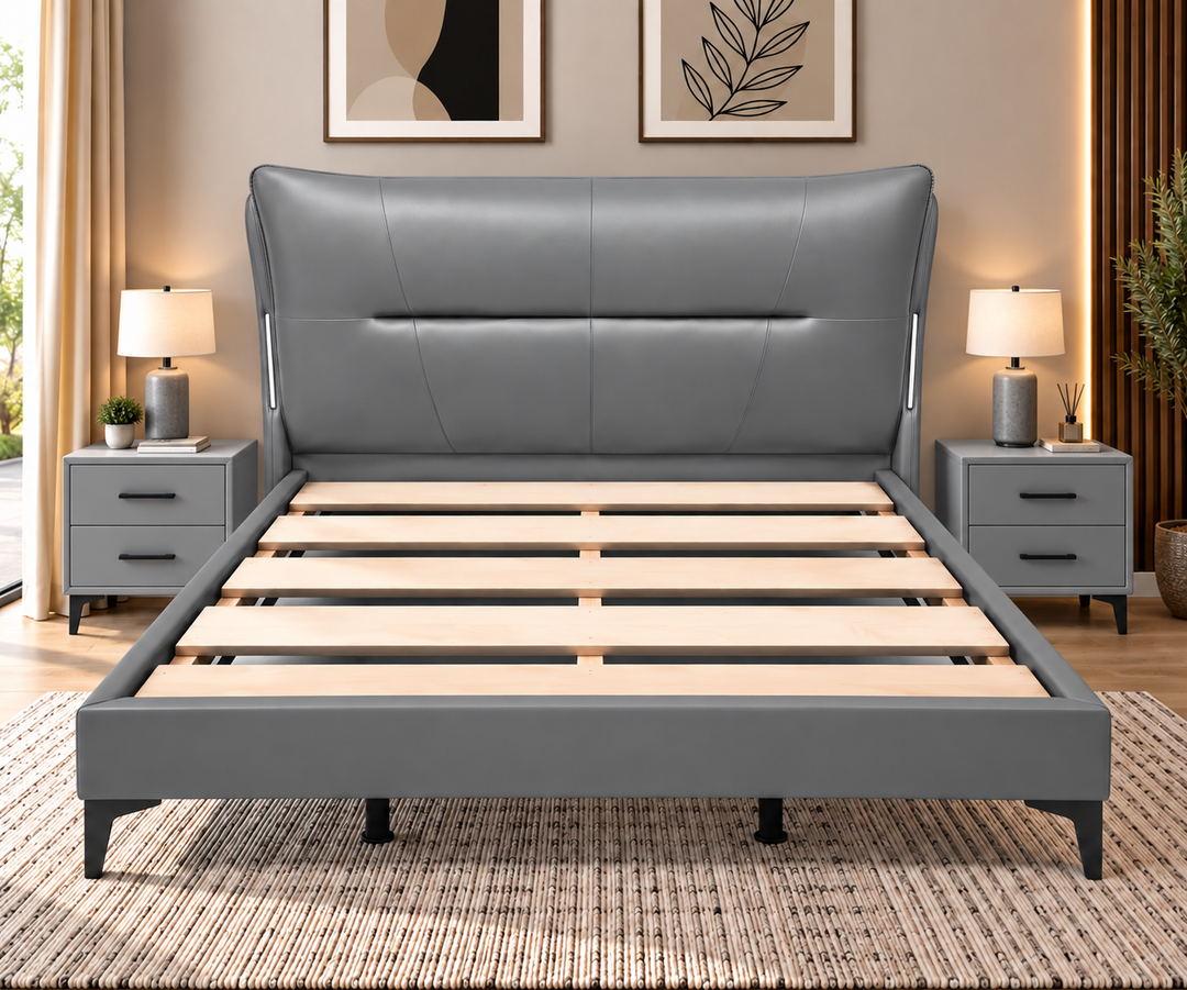 Mahavikbi Grey Bed Combo – Bed Frame + 2 Bedside Tables