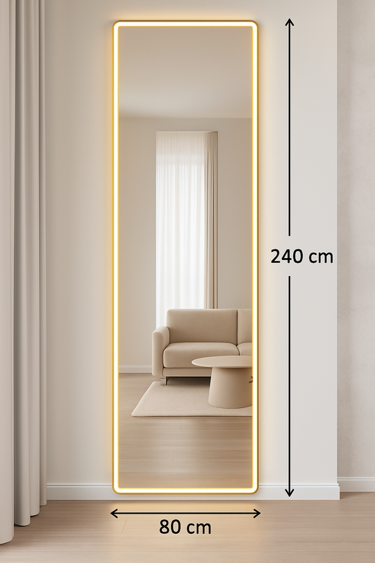 Bella Dressing LED Mirror, White,2.4m Tall