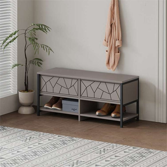 Bozkir Light Mocha Shoe Storage Cabinet with Modern Hallway Unit