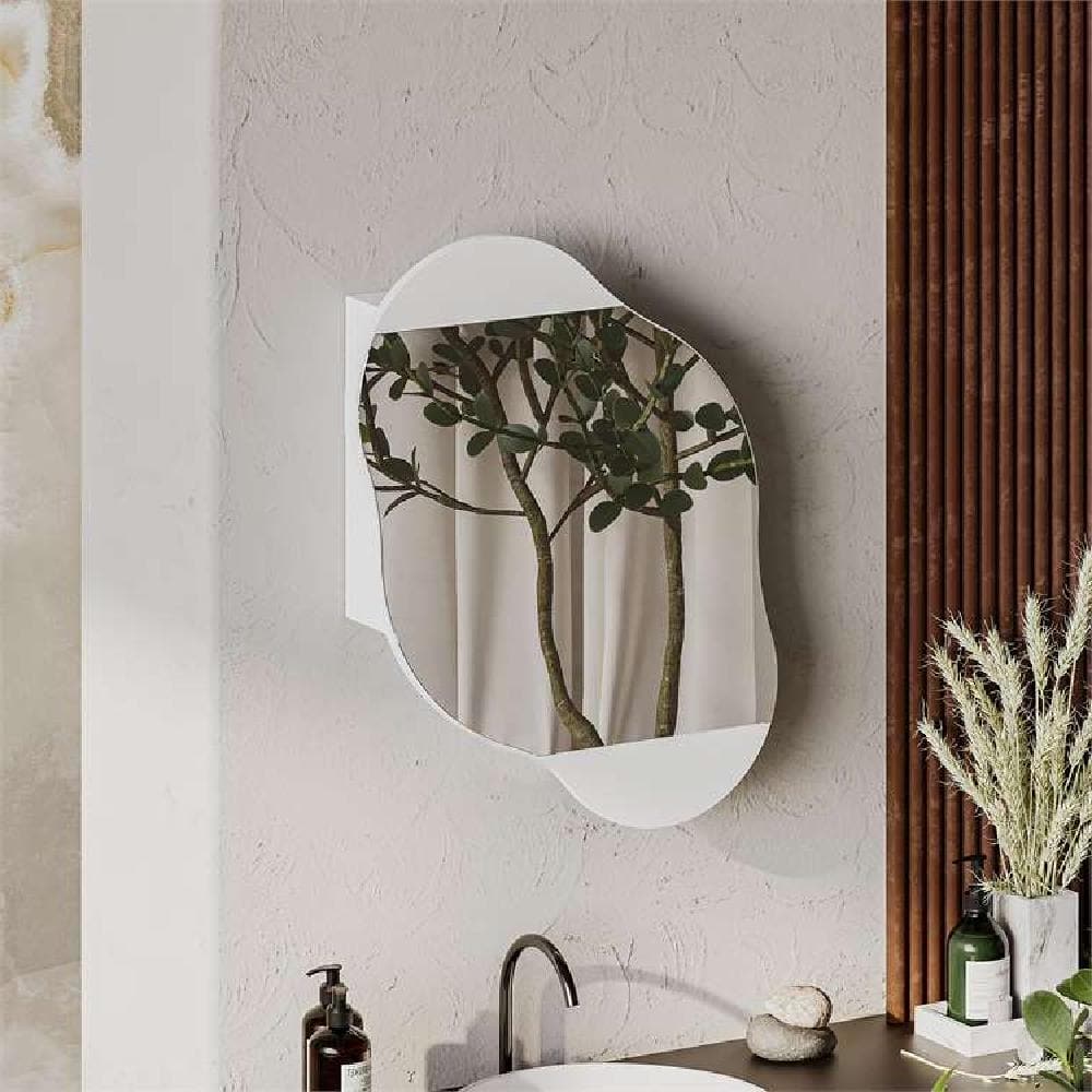 Cloud Multipurpose Cabinet with Mirror,White