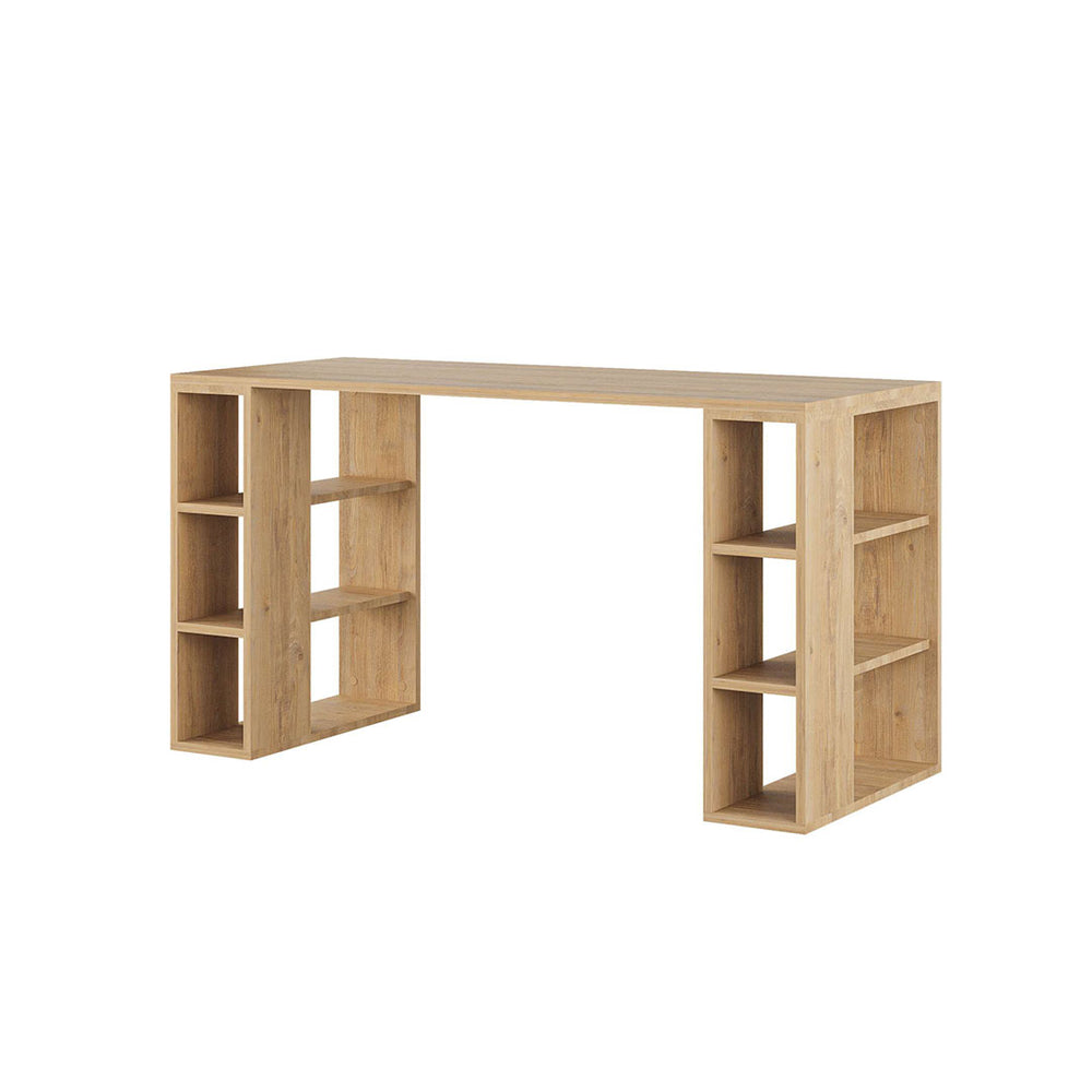 Colmar Modern Office Desk with Storage Shelf – Sapphire Oak Study Table