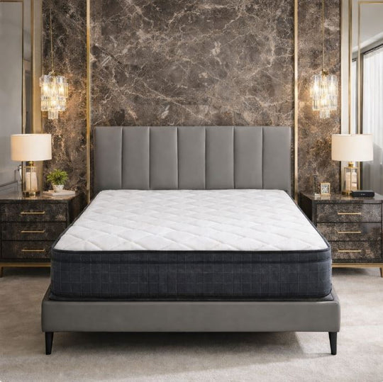 Horsham Bed Combo (Bed+Mattress),Queen Size, Gray
