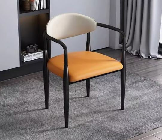 Kelsey Dining Chairs, White/ Black/ Orange, 2pc set, Comfy? Solved!