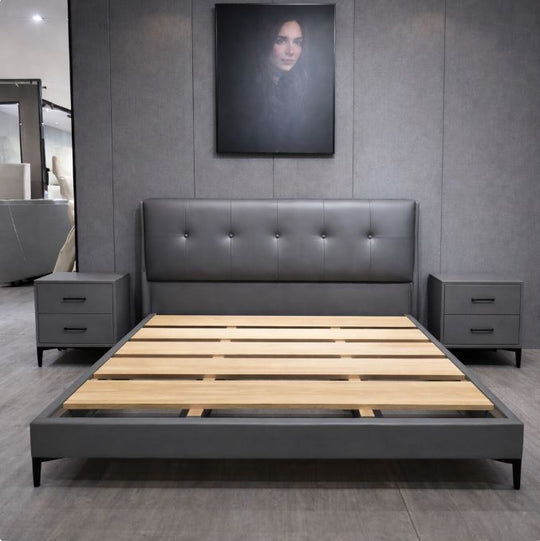 Mahayambi Bed Combo (one bed 2 bedside tables), D.grey