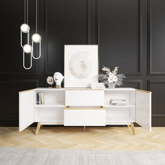 Michigan Hallway Cabinet, Sideboard, Buffet,White / Natural Finish