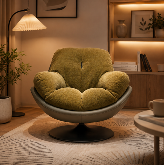 Missidura Lounge Chair, Swivel Chair,Grey+Yellow