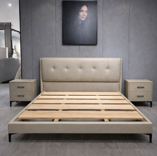 Riongaran Bed Combo (1 bed &2 bedside tables),Beige