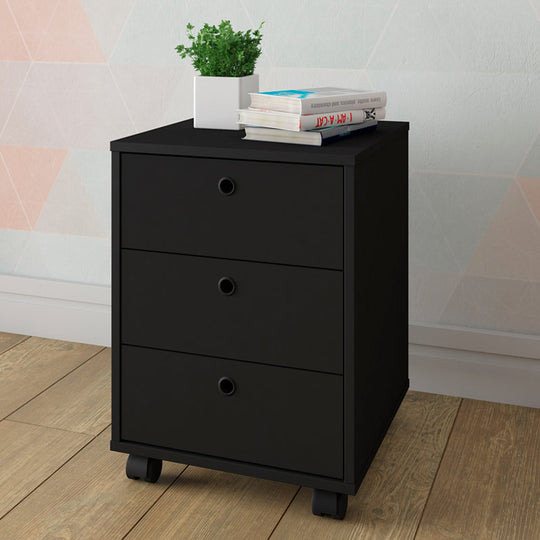 Sinop 3 Drawer Office Cabinet Black Storage Unit Home Office Drawers