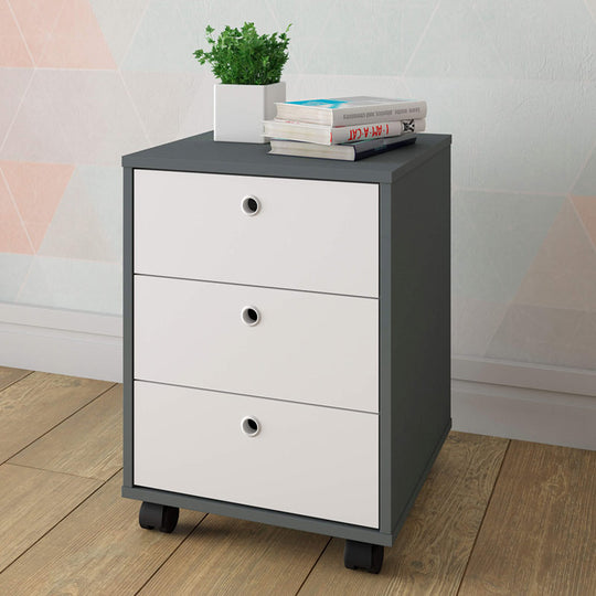 Sinop 3 Drawer Office Cabinet Grey White Storage Unit Home Office