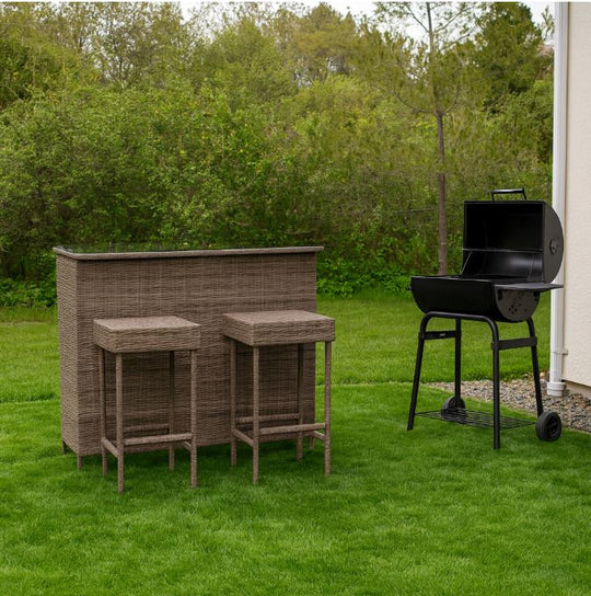 Yangkavik Outdoor Steel Bar Set, Brown & Beige