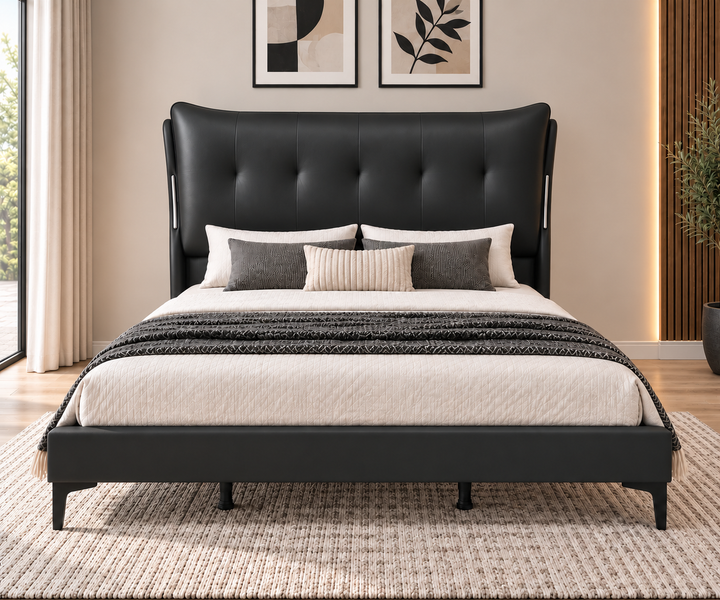 Congozonchi Black Bed Frame – Modern Queen Bed