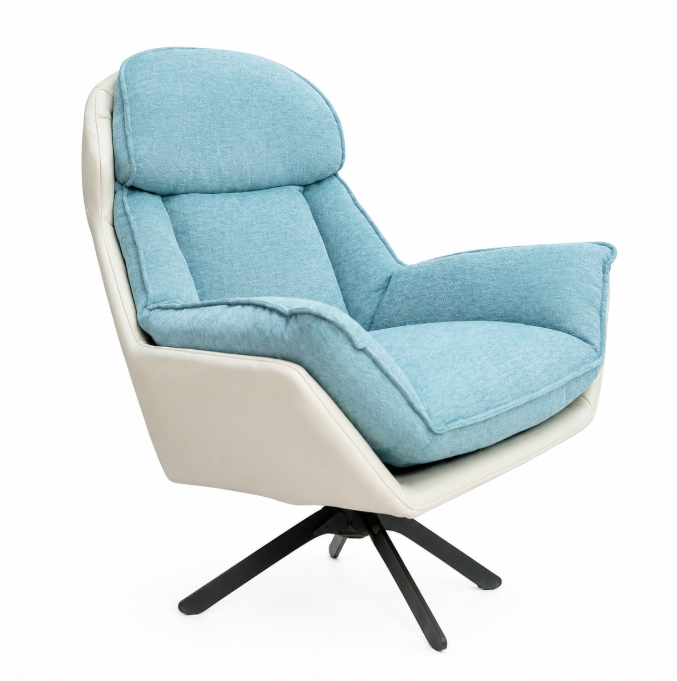 Kalivikvik Swivel Lounge Chair, white,L.blue