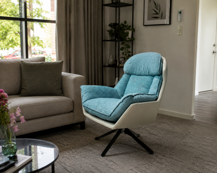 Kalivikvik Swivel Lounge Chair, white,L.blue