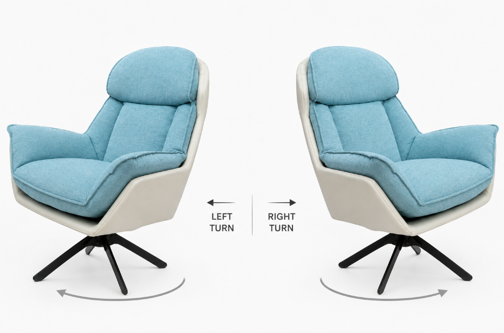 Kalivikvik Swivel Lounge Chair, white,L.blue