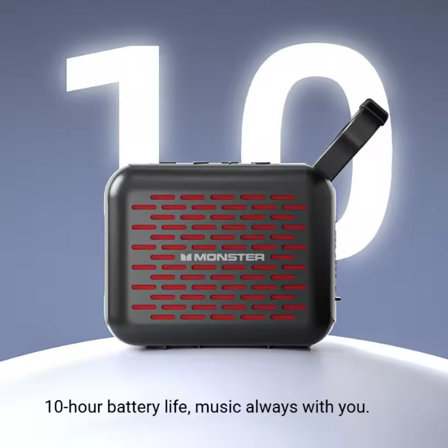 Monster ES01 Outdoor portable Bluetooth speaker, subwoofer 10H FM 8W 1800mAh Supports Bluetooth, USB flash drive and TF card