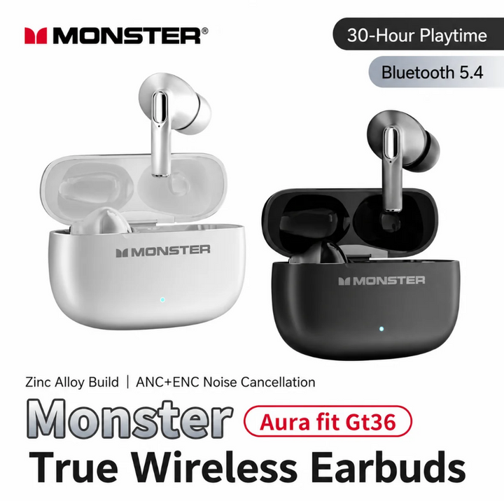 Monster Aura Fit GT36 ANC True Wireless Bluetooth Earbuds