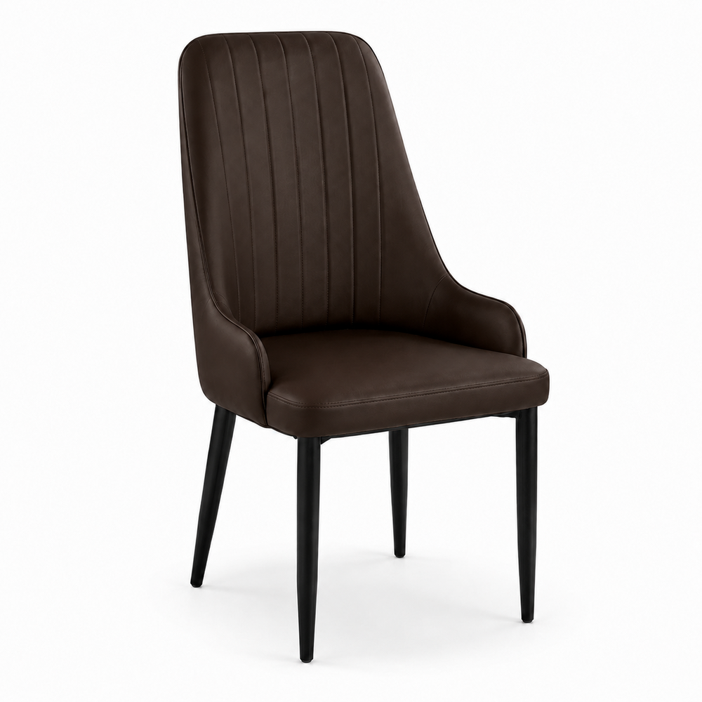 Amelia High-Back Dining Chair - Vegan Leather 02 - Espresso Brown