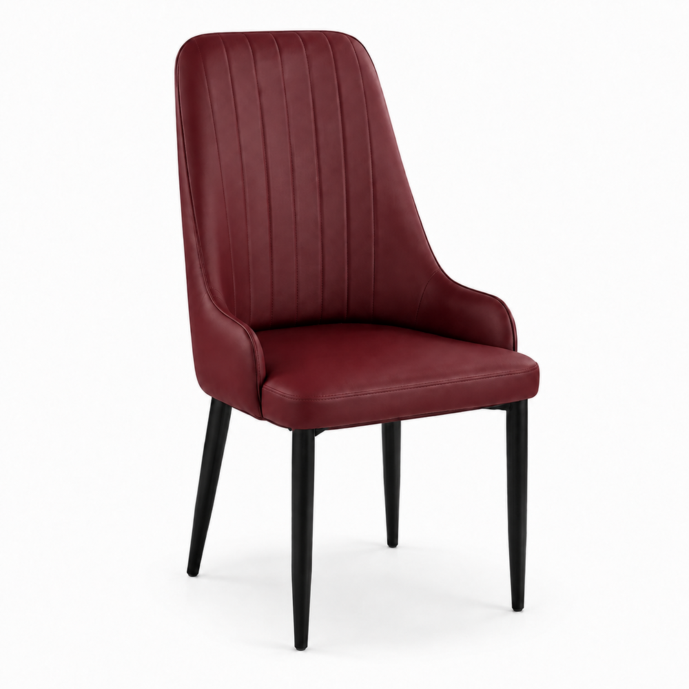 Amelia High-Back Dining Chair - Vegan Leather 04 - Burgundy