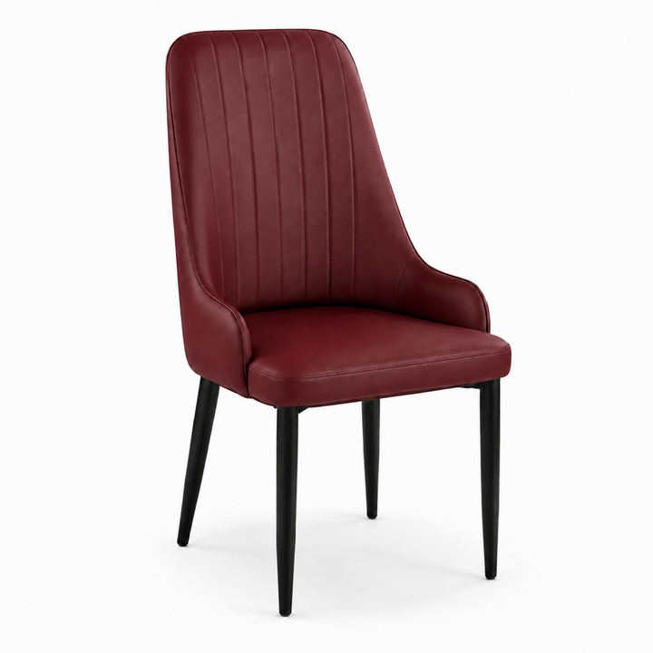 Amelia High-Back Dining Chair - Vegan Leather 04 - Burgundy