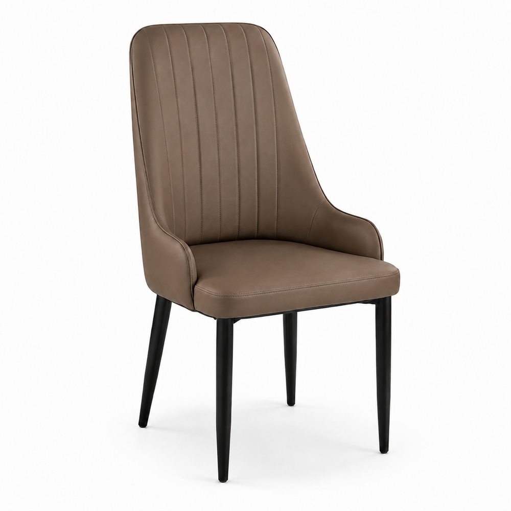 Amelia High-Back Dining Chair - Vegan Leather 05 - Taupe Brown