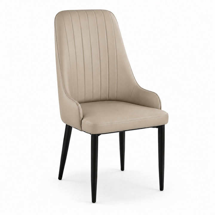 Amelia High-Back Dining Chair - Vegan Leather 06 - Light Mushroom