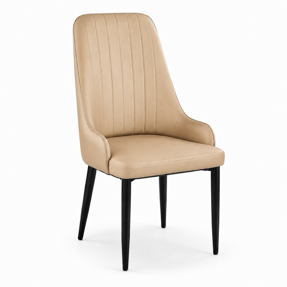 Amelia High-Back Dining Chair - Vegan Leather 07 - Warm Beige