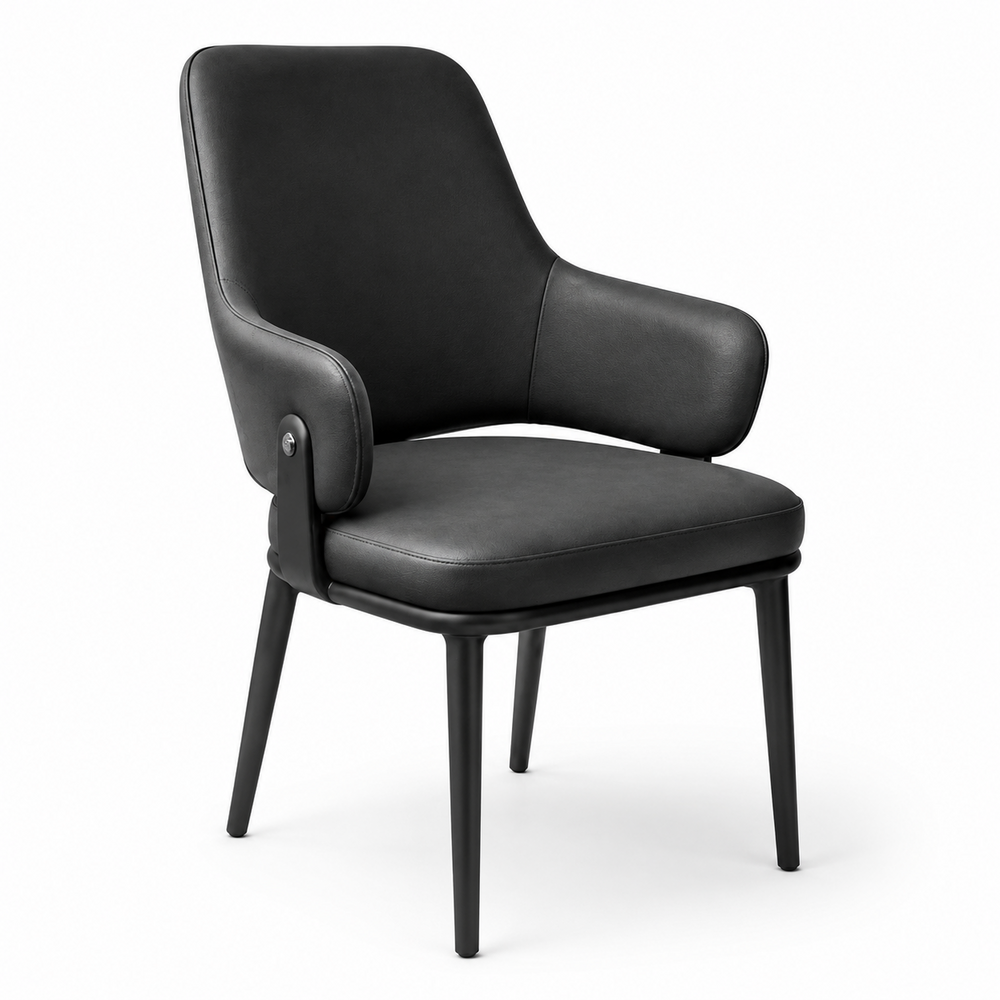 Oliver Dining Armchair - Vegan Leather 01 - Charcoal Black