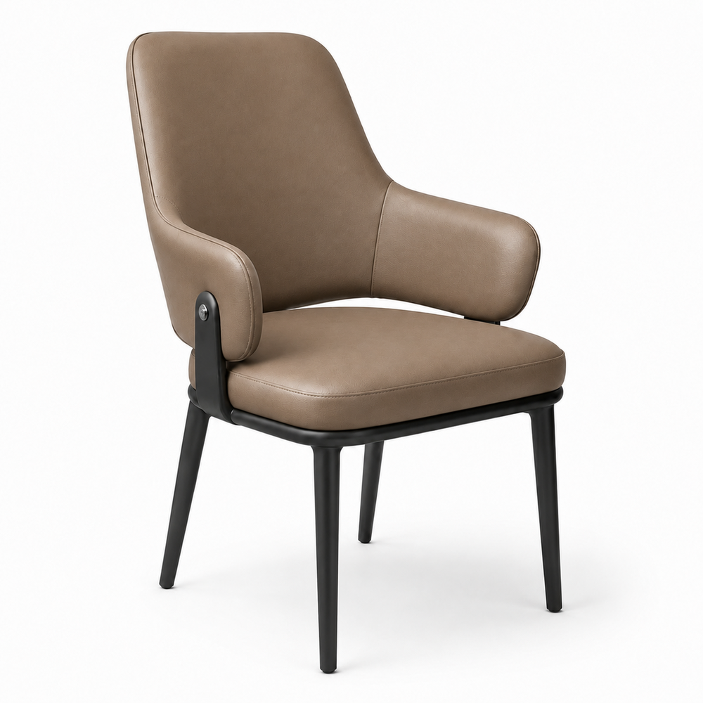 Oliver Dining Armchair - Vegan Leather 05 - Taupe Brown