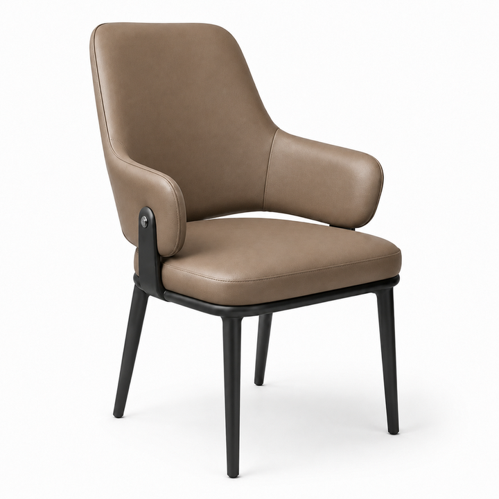 Oliver Dining Armchair - Vegan Leather 05 - Taupe Brown