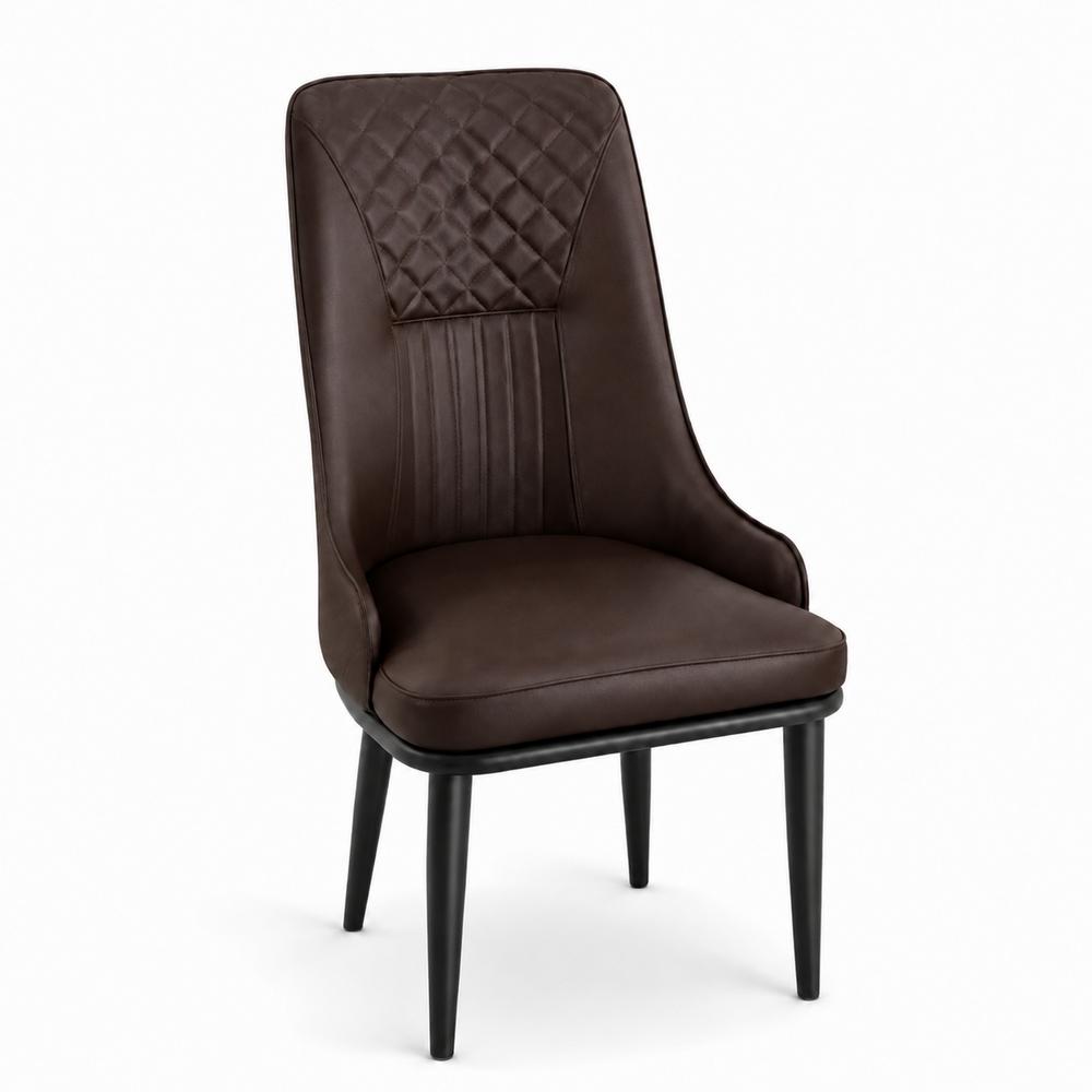 Charlotte Quilted Dining Chair - Vegan Leather 02 - Espresso Brown