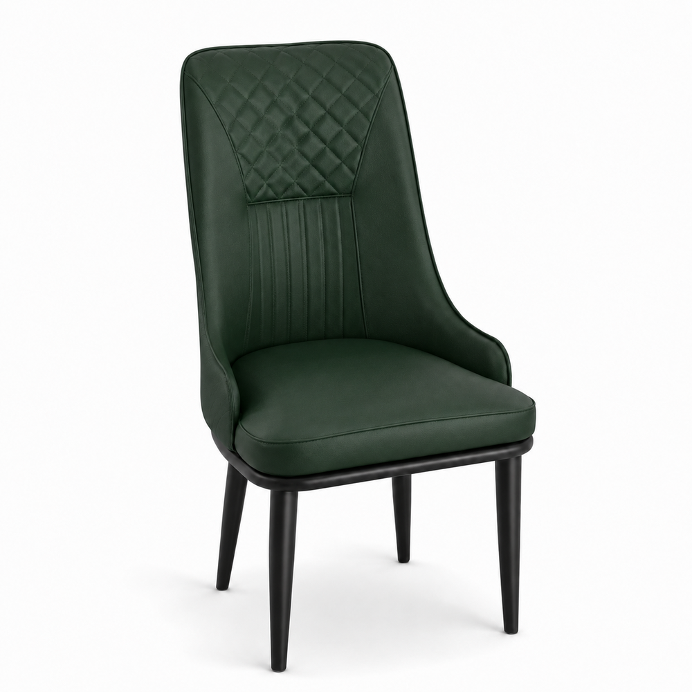 Charlotte Quilted Dining Chair - Vegan Leather 03 - Deep Forest