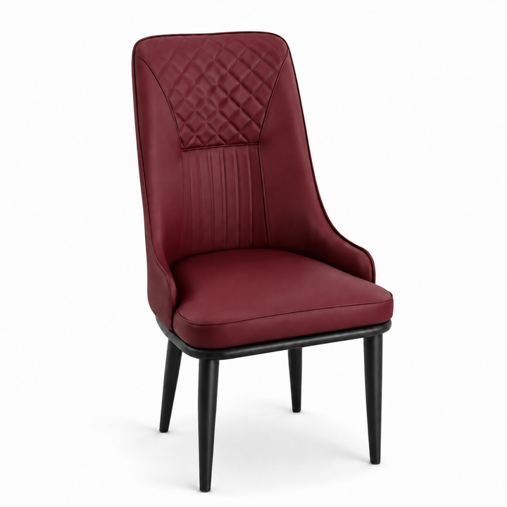Charlotte Quilted Dining Chair - Vegan Leather 04 - Burgundy