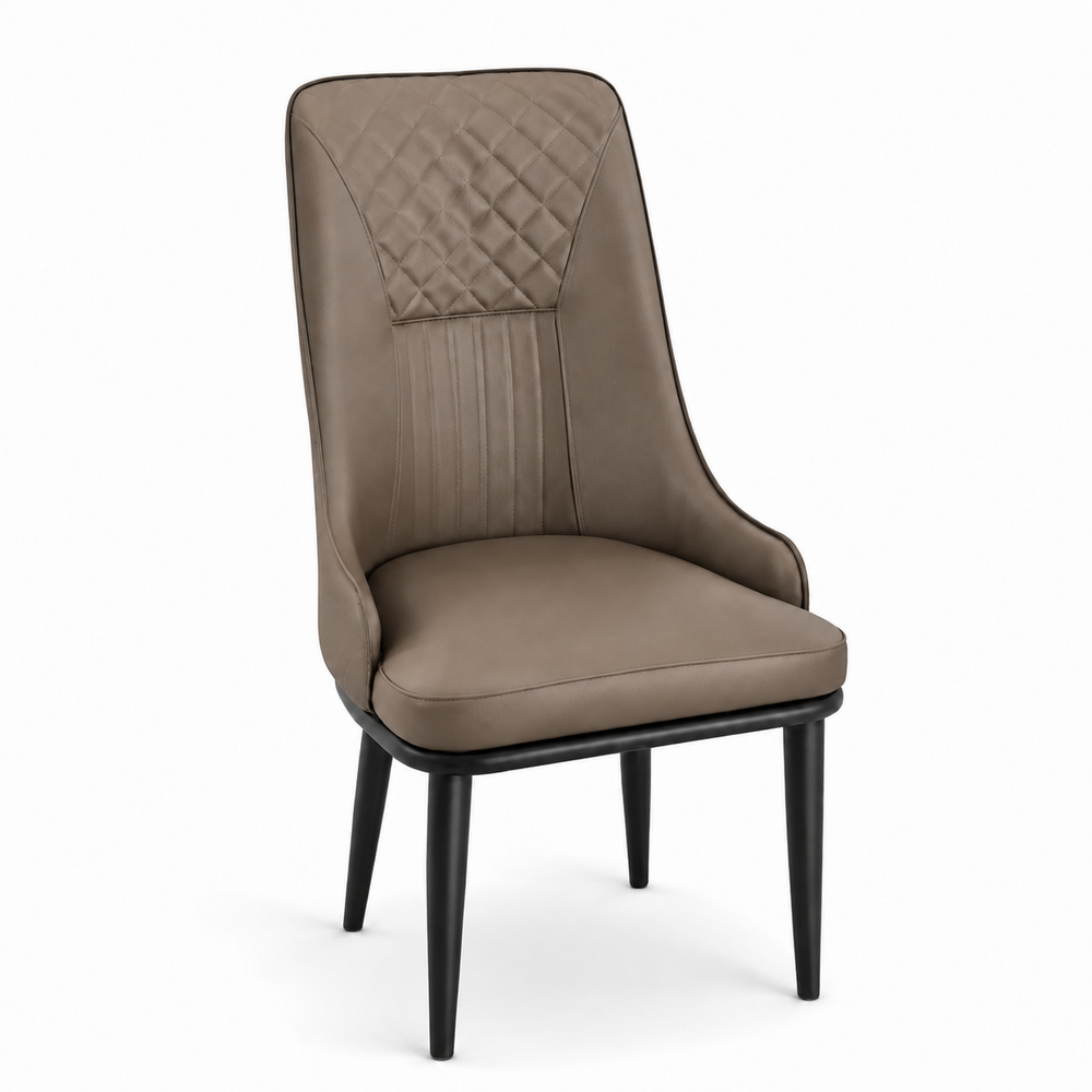 Charlotte Quilted Dining Chair - Vegan Leather 05 - Taupe Brown