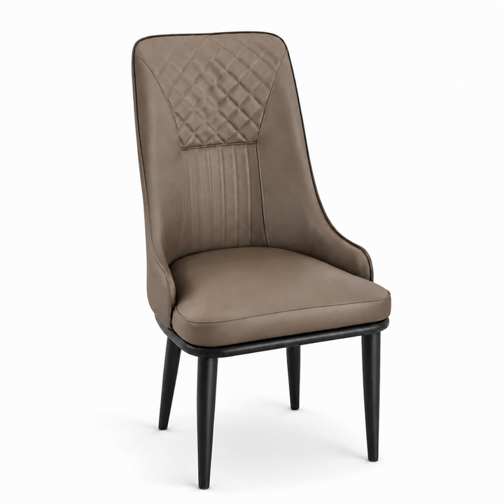 Charlotte Quilted Dining Chair - Vegan Leather 05 - Taupe Brown